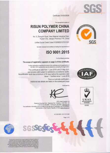 Çin Risun Polymer International  Co.,Ltd. Sertifikalar
